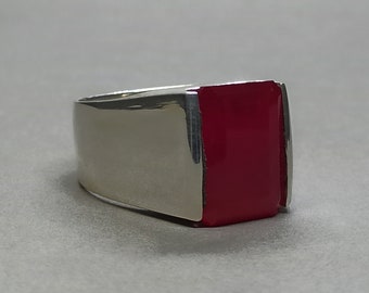 Anel masculino de prata esterlina 925 de rubi 15 quilates feito à mão com corte esmeralda raro pombo vermelho rubi anel de pedra de aniversário de julho anel de goma yaqoot presente para ele
