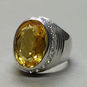 16 Carat Yellow Topaz 925 Sterling Silver Handmade Women Ring Rare Yellow Topaz Ring November Birthstone Ring Anniversary Ring Gift For Her