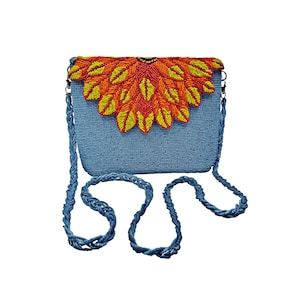 Sonnenblume Umschlag Handgemachte Perlen Clutch Hand bestickt Geldbörse Lang Geflochtene Perlen Strap Hummer Haken Kette Umhängetasche Geschenk Für Sie