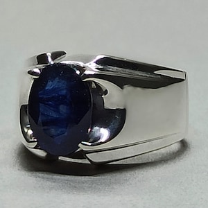 4 Carat Natural Sapphire Ring 925 Sterling Silver Handmade Mens Ring September Birthstone Ring Gift For Him Neelam Ring Blue Sapphire Ring