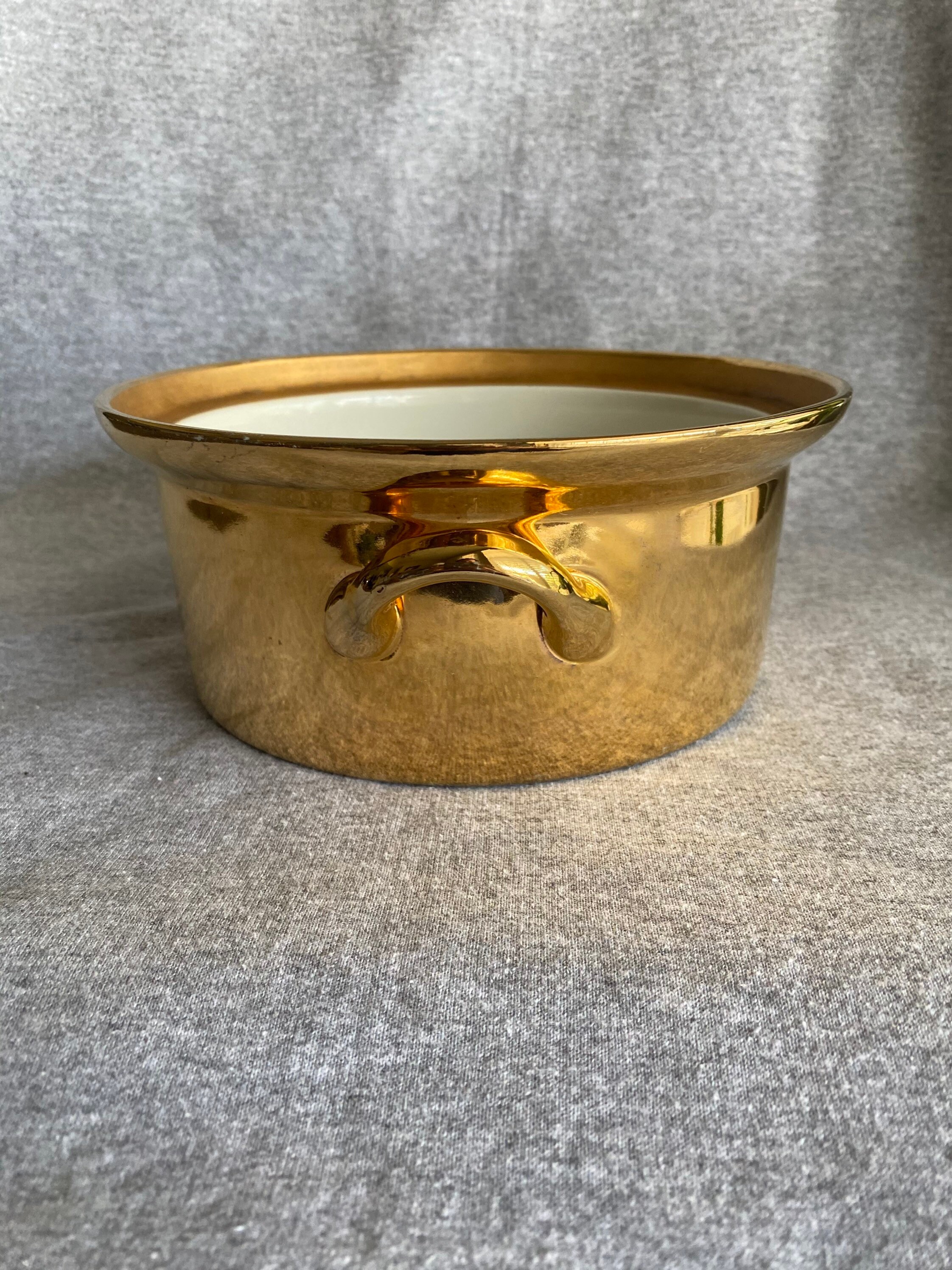Hall Pottery Carbone Golden Glo Round Casserole Dish 73/8 Etsy