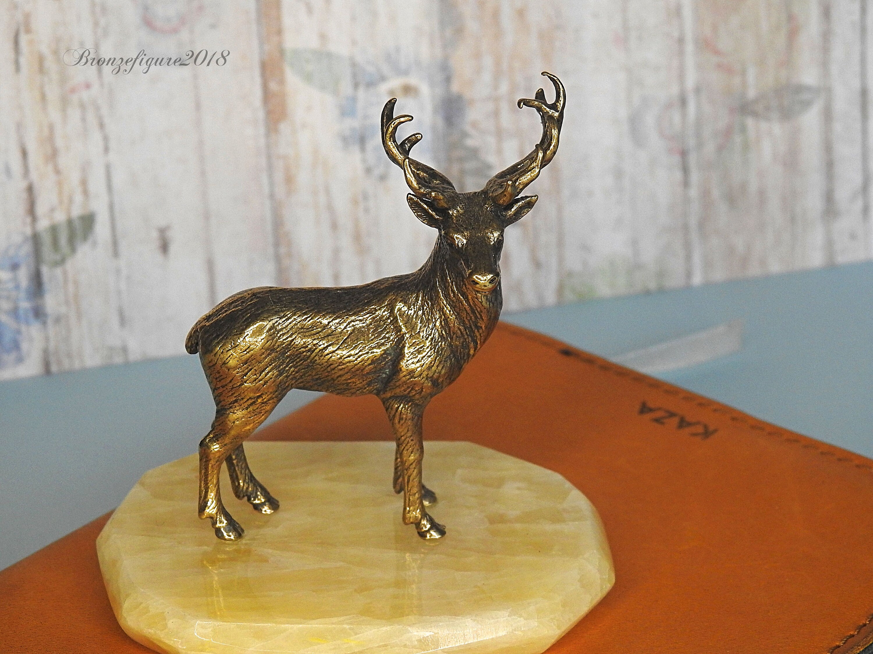 Bronze figurine Deer at the onyx Etsy