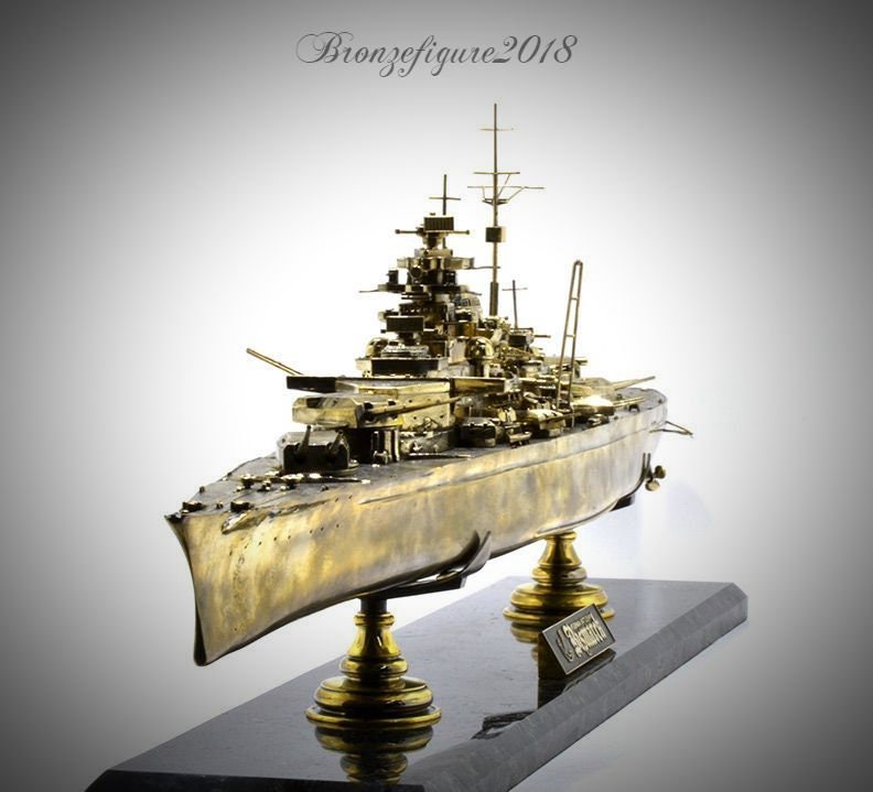 Bronze model of the German battleship Bismarck Etsy