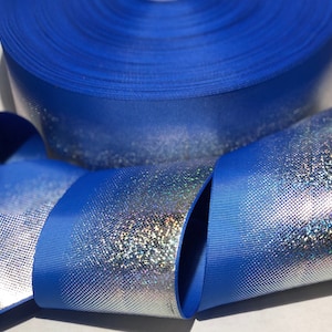 SILVER Royal Hologram Glitter Ombré Designer Grosgrain Ribbon
