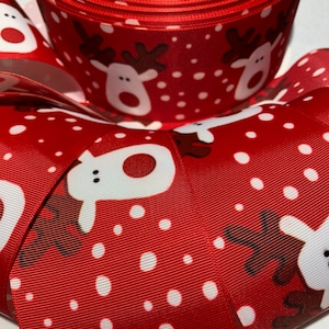 3 Riendeer Grosgrain ribbon 1.5 Christmas ribbon image 1