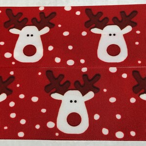 3 Riendeer Grosgrain ribbon 1.5 Christmas ribbon image 2