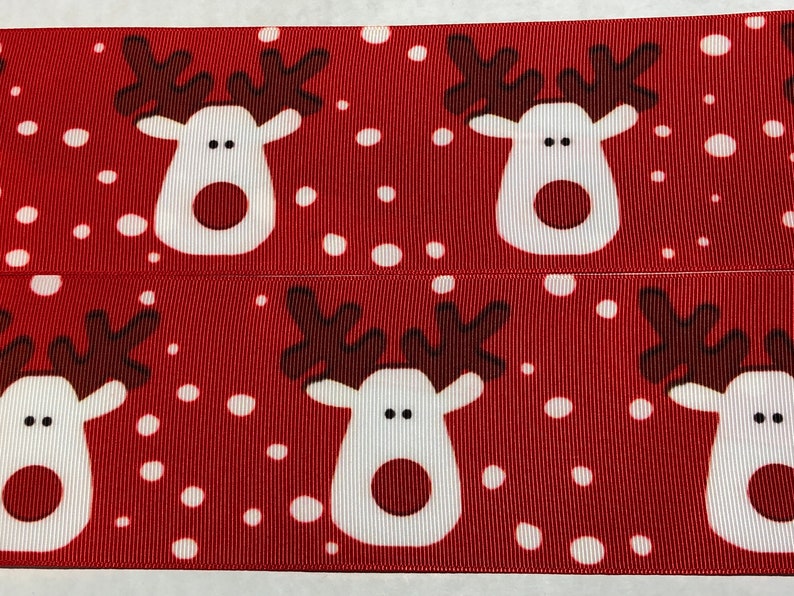 3 Riendeer Grosgrain ribbon 1.5 Christmas ribbon image 2