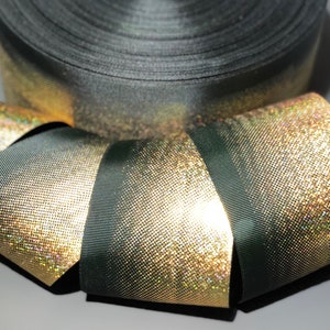 GOLD HOLOGRAMM OMBRÉ Glitzer Ripsband schwarz