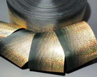 GOLD HOLOGRAMM OMBRÉ Glitzer Ripsband schwarz