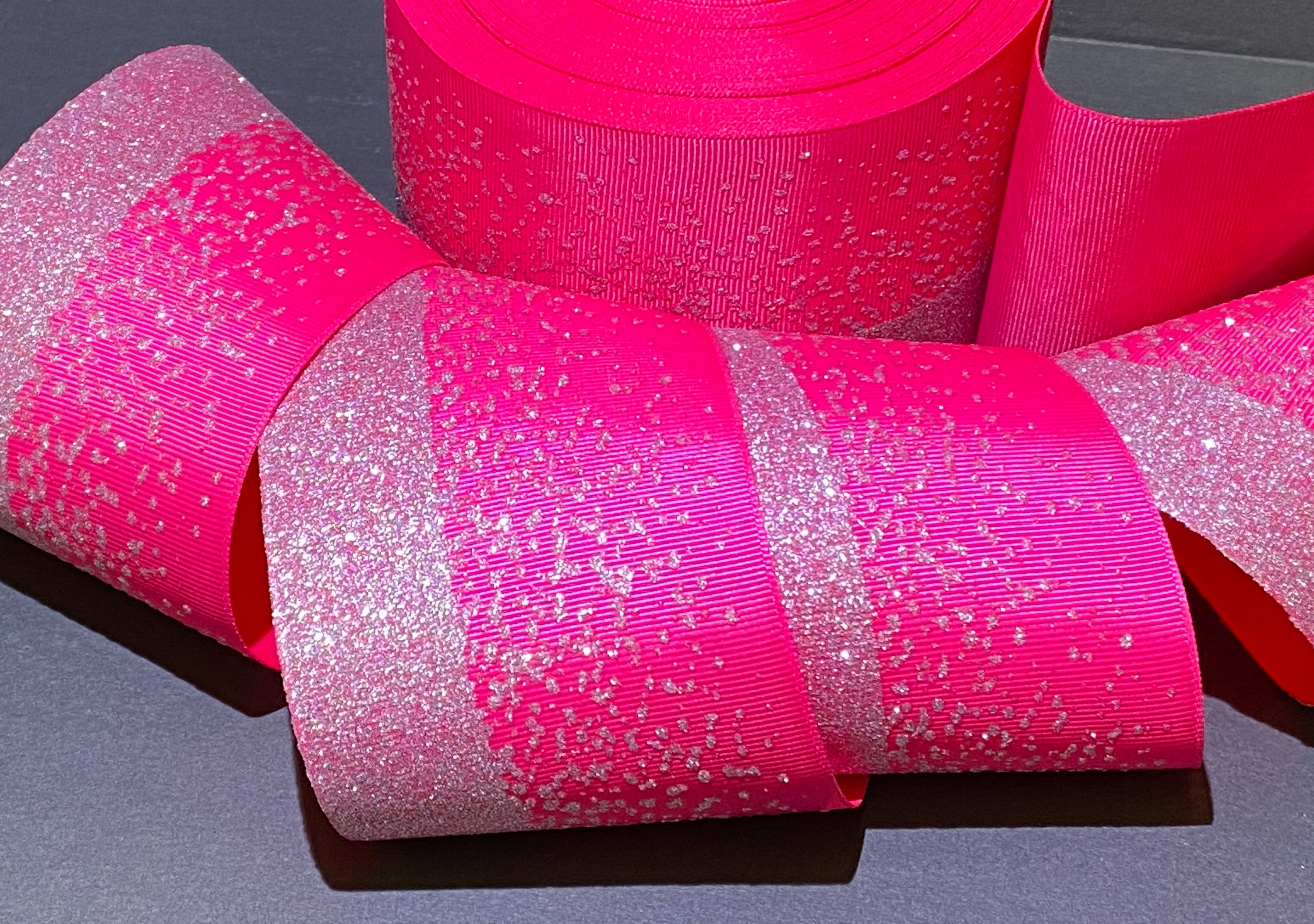 Light Pink Glitter Ribbon Iridescent Pink Glitter Ribbon 1.5 Inch Wired  Ribbon
