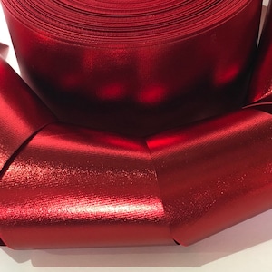Solid Red Vinyl Autograph Metallic Grosgrain Cheer Ribbon