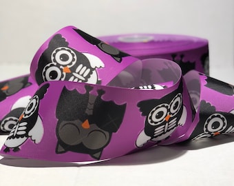 3" Hootin Batty Owls 1.5" Halloween Grosgrain Ribbon