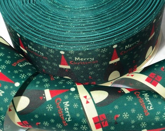 3" Merry Christmas Penguin 1.5" Grosgrain Holiday Ribbon