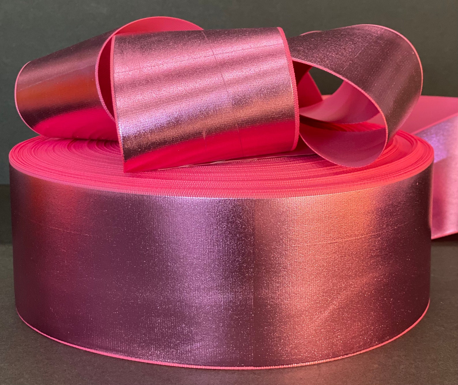 Pink Ribbon Metal Solid Light Pink Vinyl Metallic Grosgrain Ribbon - Etsy