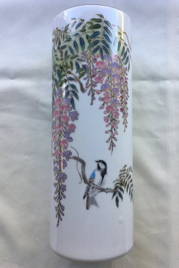 Shibata Porcelain Wisteria Vase From Japan Circa Mid Late Etsy