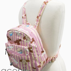 Stripe White Puppy Small Backpack