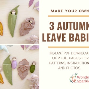Digital Download- Felt Sewing Patterns: 3 Autumn Leave Trio, Felt Handmade, Waldorf Steiner inspired- Instant PDF Download