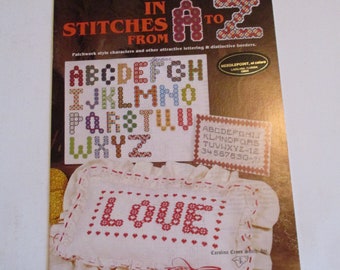1981 In Stitches From A To Z Cross-Stitch Original Cross Stitch Patterns and Instructions E005