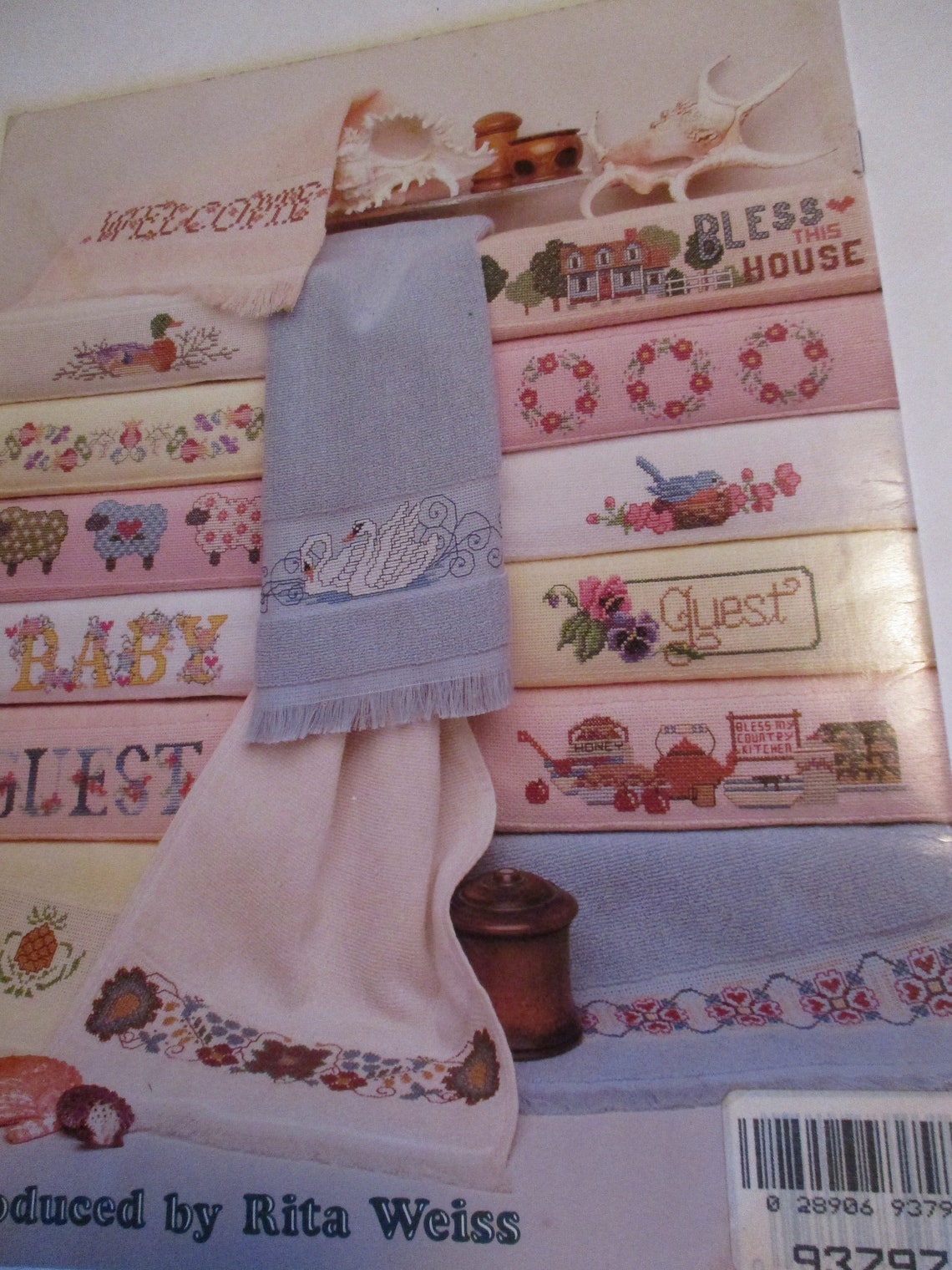 1987 Cross Stitch Designs for Towels by Sam Hawkins Vintage Etsy