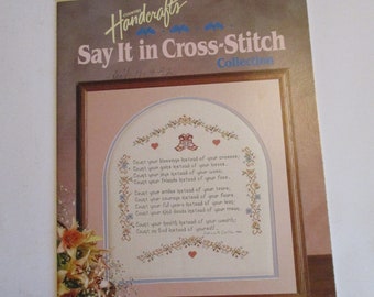 1992 Say It In Cross-Stitch Collection Original Cross Stitch Country Handcrafts Patterns and Instructions E004