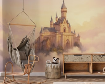 Watercolor Castle Wallpaper: Wall Decor Nursery Wall Mural Art