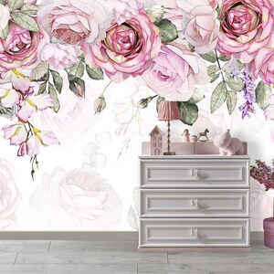 Pink Peony Wallpaper for Living Room Removable Soft Pastel Large Peony ...