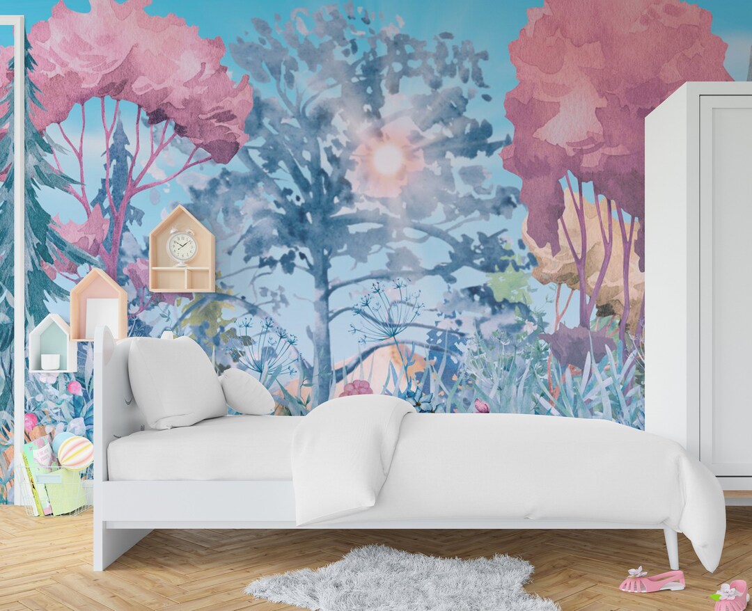 Forest Wallpaper for Girls Nursery, Peel and Stick Wallpaper Floral