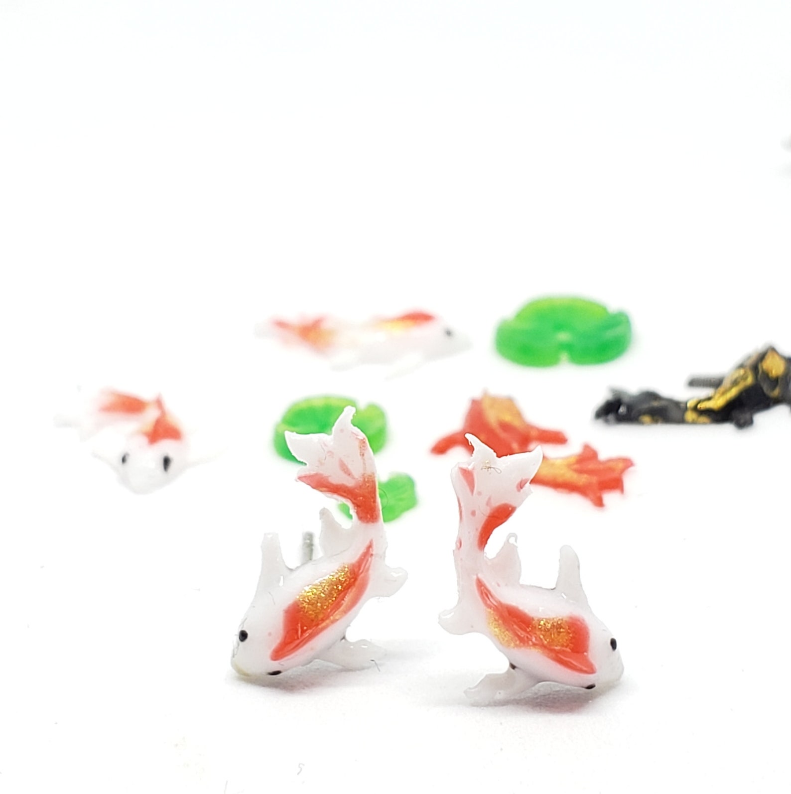 Simple Koi Studs Earrings / Koi Fish Jewellery / Resin Etsy