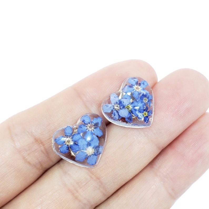 Forget-Me-Not Stud Earrings / Floral Earrings / Real Flower Jewellery / Handmade Jewellery / Enchanted Garden / 815amUK