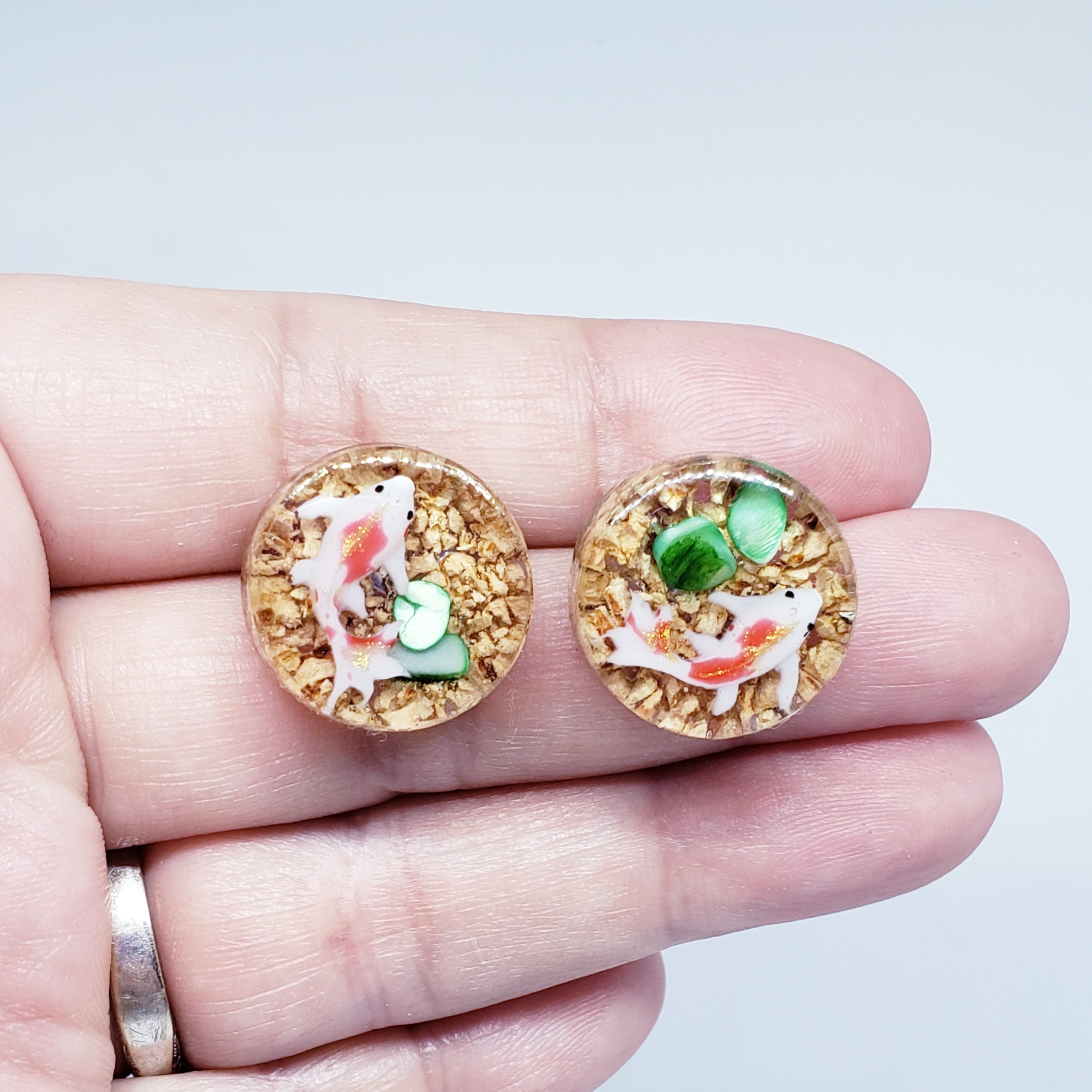 Koi Earrings / Fish Resin Jewellery / Fish Stud Earrings / Etsy