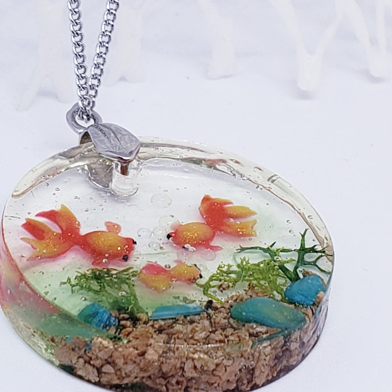 Goldfish Necklace / Goldfish Pond Necklace / Boho Charm Etsy