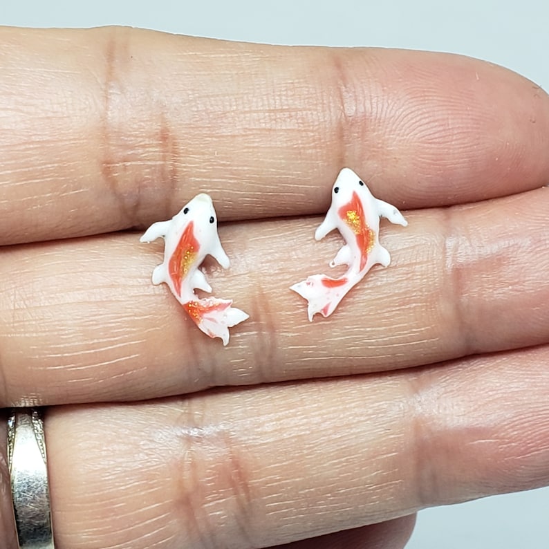 Simple Koi Studs Earrings / Koi Fish Jewellery / Resin Etsy
