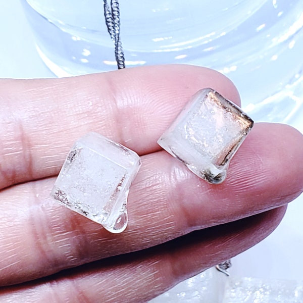 Melting Ice Cube Studs Earrings / Ice Cube Jewellery / Resin Jewellery / Enchanted Garden / 815am UK