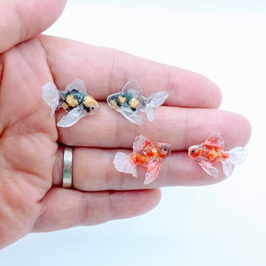 Medium Goldfish Studs Earrings / Clear / 3D GoldFish Jewellery / Realistic Resin Earrings / Fish Earrings / Enchanted Garden / 815amUK
