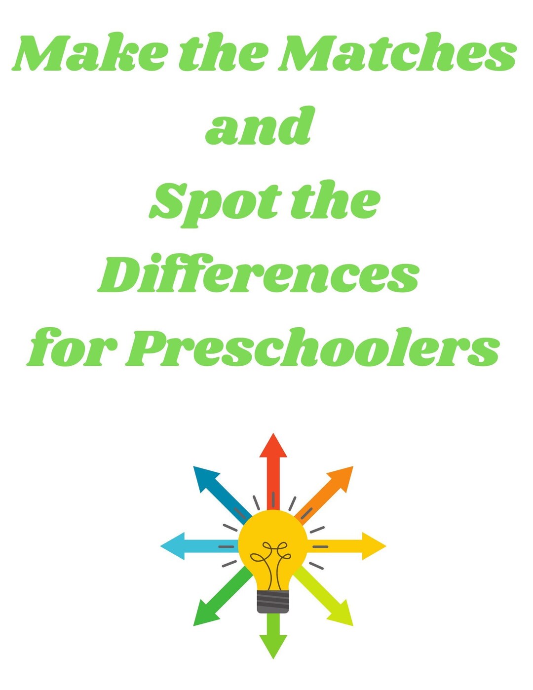 Match Difference Matches Vs. Differences Activity Worksheets for Preschoolers - Etsy