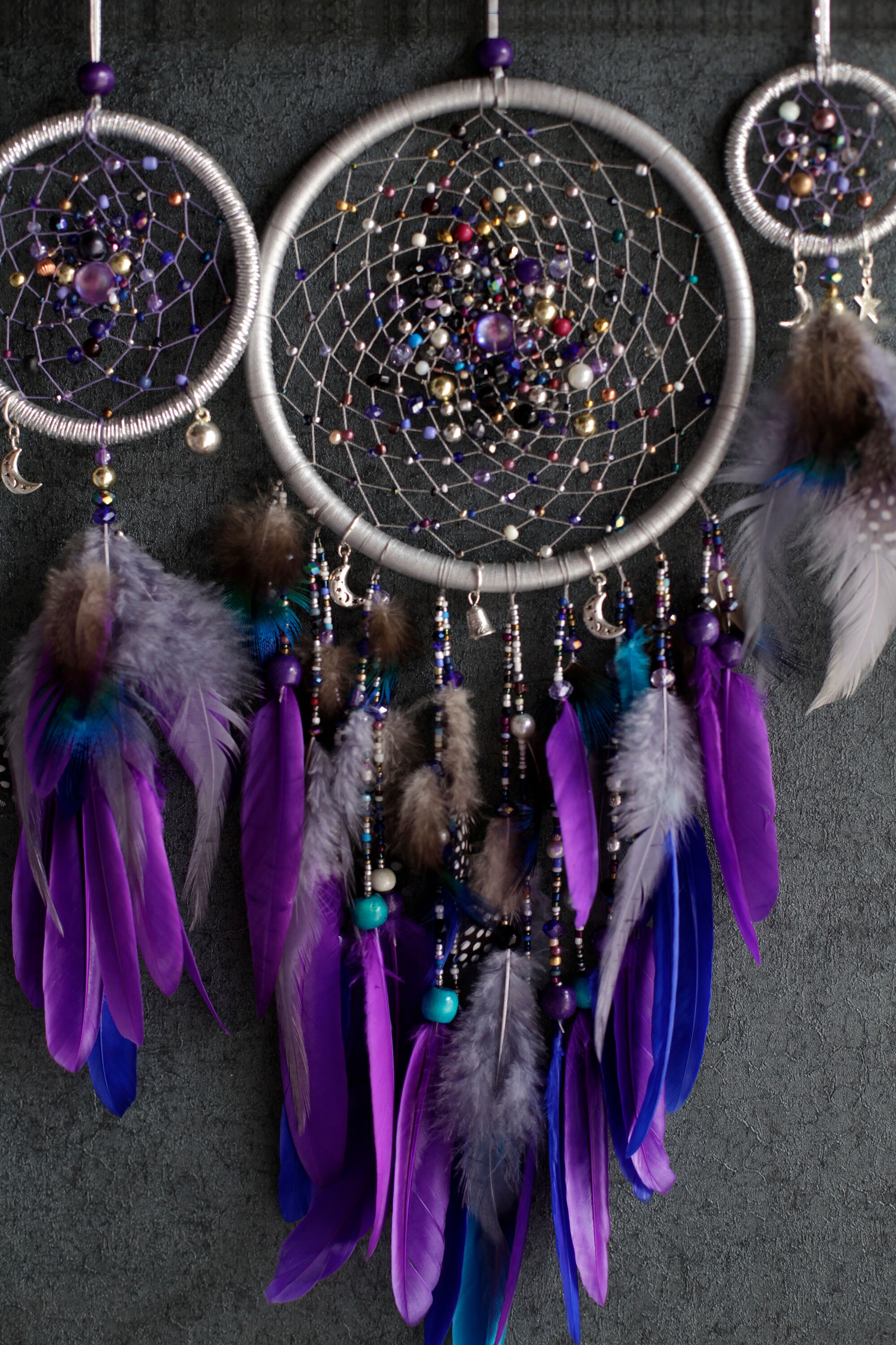 Car Dream Catcher Mini Dream Catcher gray purple Etsy