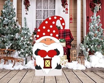 Hand Painted Christmas Santa Gnome yard art/ gnome/ Christmas yard/ Christmas decor/ gnome garden/ Christmas outdoor/ Gnome yard