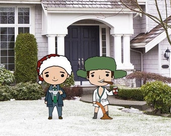 Hand Painted National Lampoon's Christmas Vacation cartoon Clark and Cousin Eddy yard art/ Christmas yard art/ National Lampoon/Cousin Eddy