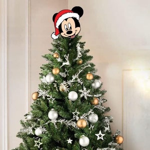 Hand painted Disney Mickey Mouse Face Christmas tree topper/ Wooden tree topper/ Disney tree topper/ christmas tree topper/
