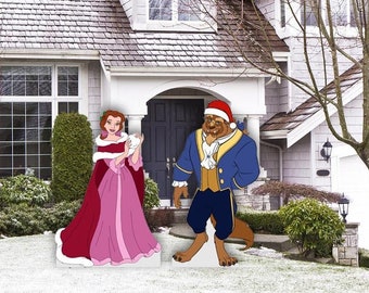 Disney Beauty and The Beast Christmas yard art/ Disney yard art/ wooden yard art/ Disney props/ Disney yard decor/ Disney Princess