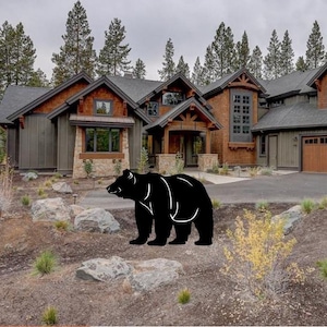 Hand Painted Black bear silhouette/ cabin decor/ mountain decor/ bear yard art/ bear yard display