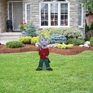 Hand Painted Home Alone Kevin McCallister yard art/ Christmas yard art/ Christmas outdoor/ Kevin Marv Harry/ wooden yard art image 1