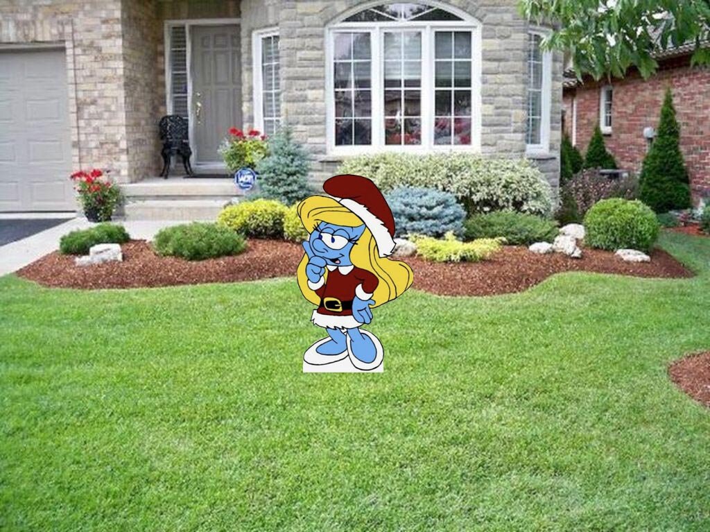 Hand Painted Smurfette Smurf Christmas Yard Art/ Smurf Yard