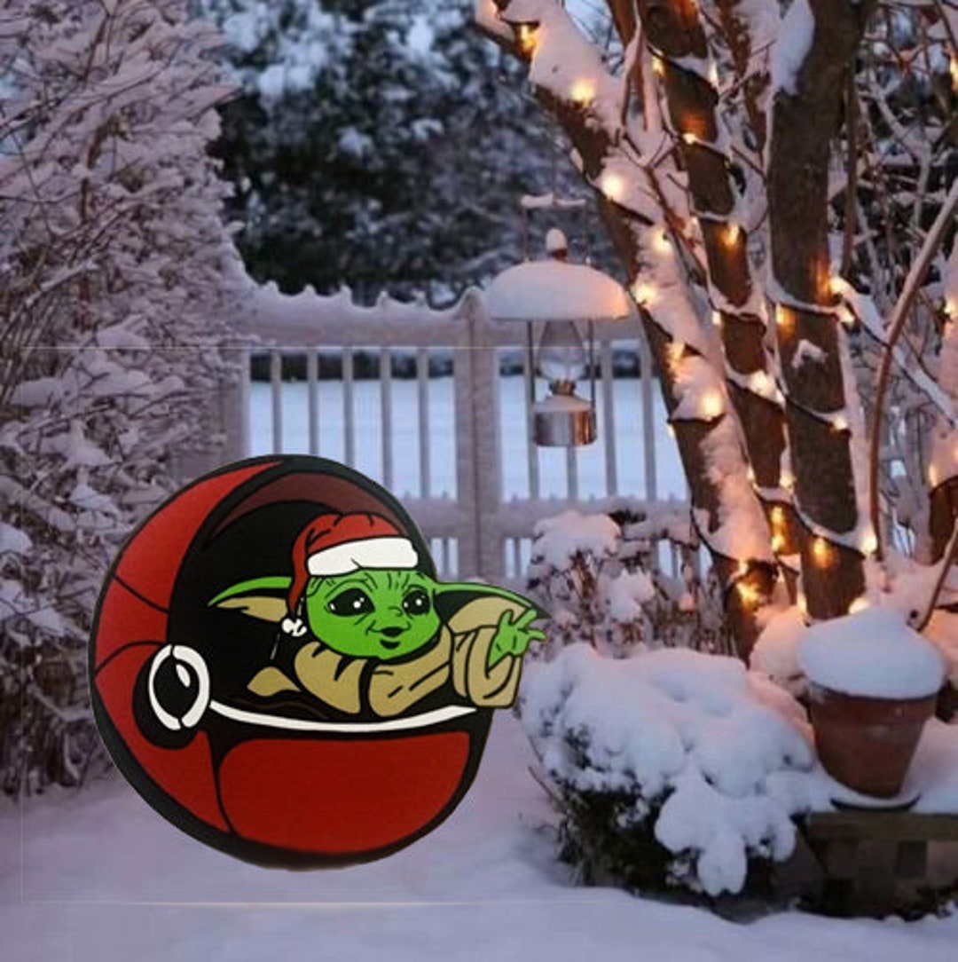 Hand Painted Christmas Baby Yoda Yard Art/ Christmas Yard Art/ Baby