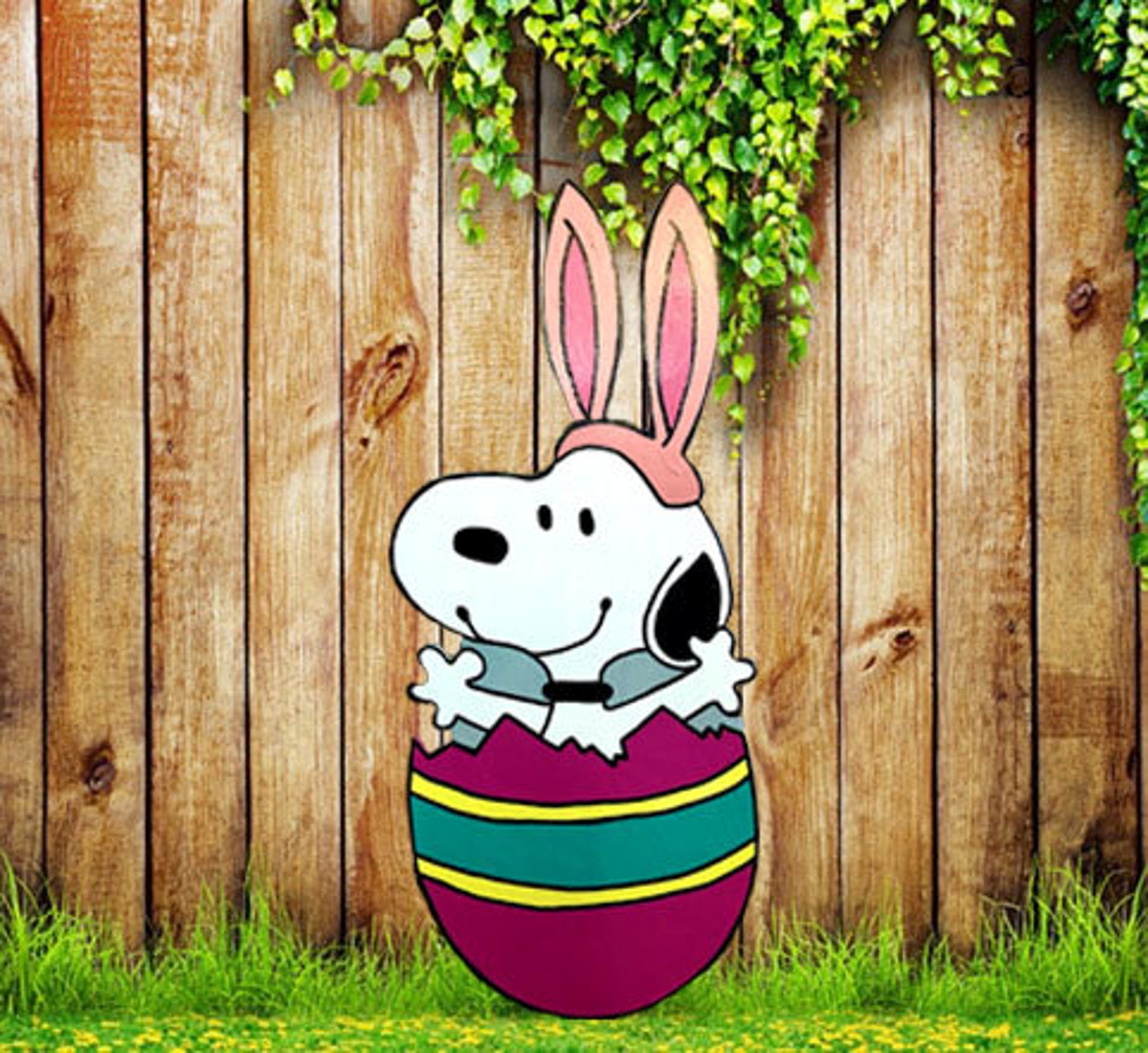 Peanuts Snoopy Easter Yard art/Peanuts yard art/ Peanuts yard Etsy