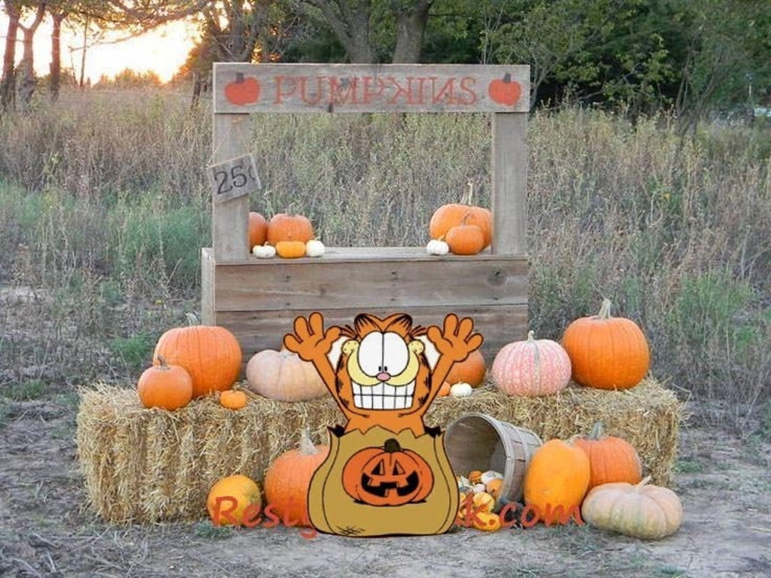 Hand Painted Garfield Trick or Treat Halloween Yard Art/ Halloween Yard