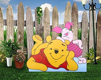 Hand Painted Winnie the Pooh and Piglet Yard Art
