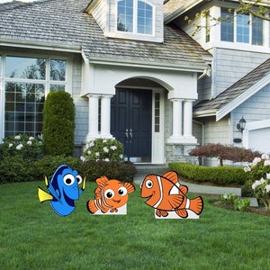 Hand Painted Disney Finding Nemo set of 3 /Disney yard art/ Finding Nemo yard art/ wooden yard art