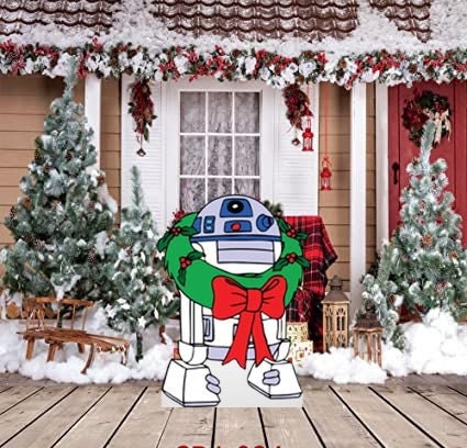 Hand Painted Christmas Star Wars R2D2 Yard Art/ Christmas Yard Art