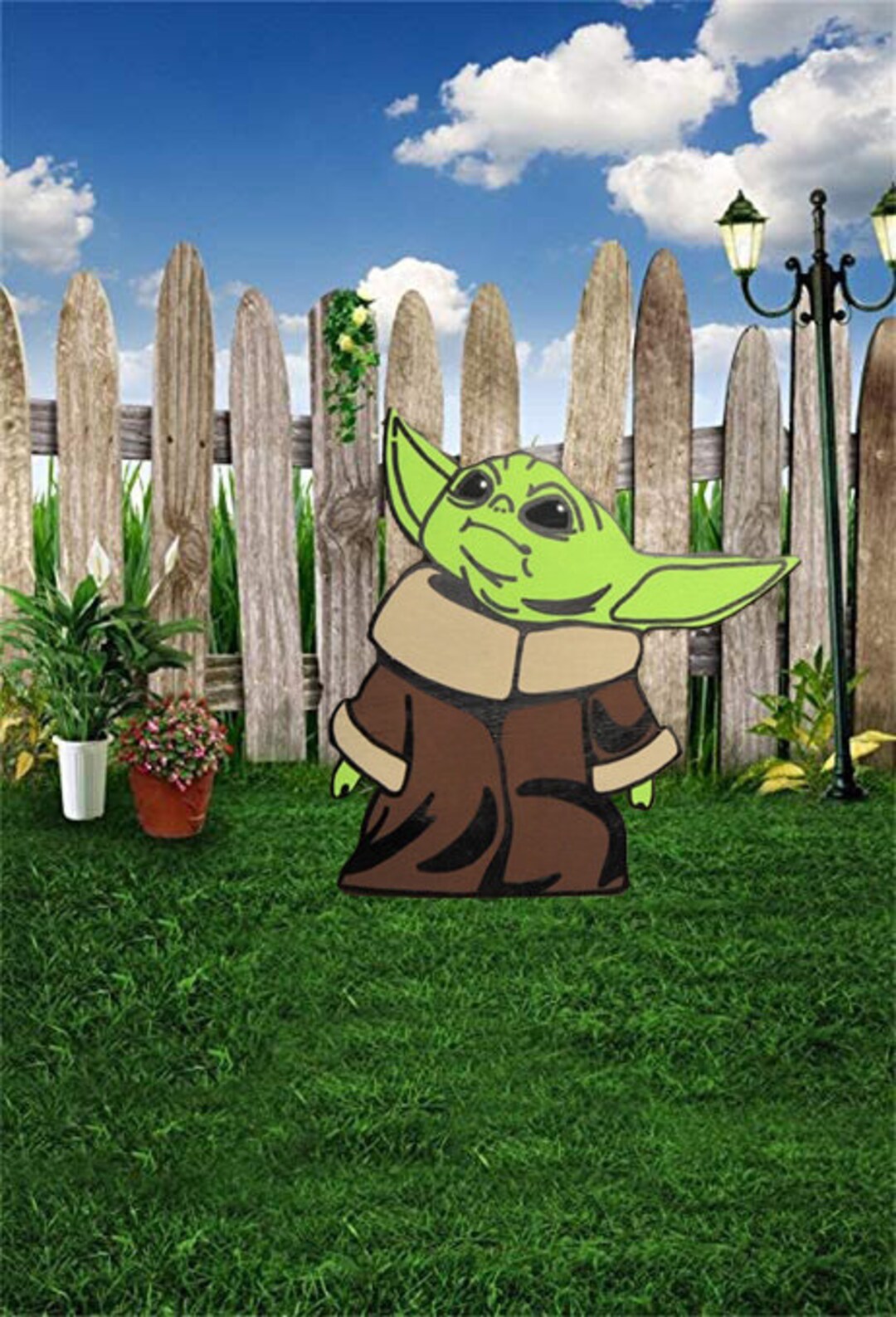 Hand Painted Baby Yoda Yard Art/ Baby Yoda Gift/ Baby Yoda Decoration